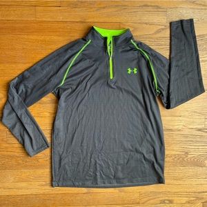 Under Armour Mens Loose Fit Long Sleeve Quarter Zip Grey Neon Size Medium